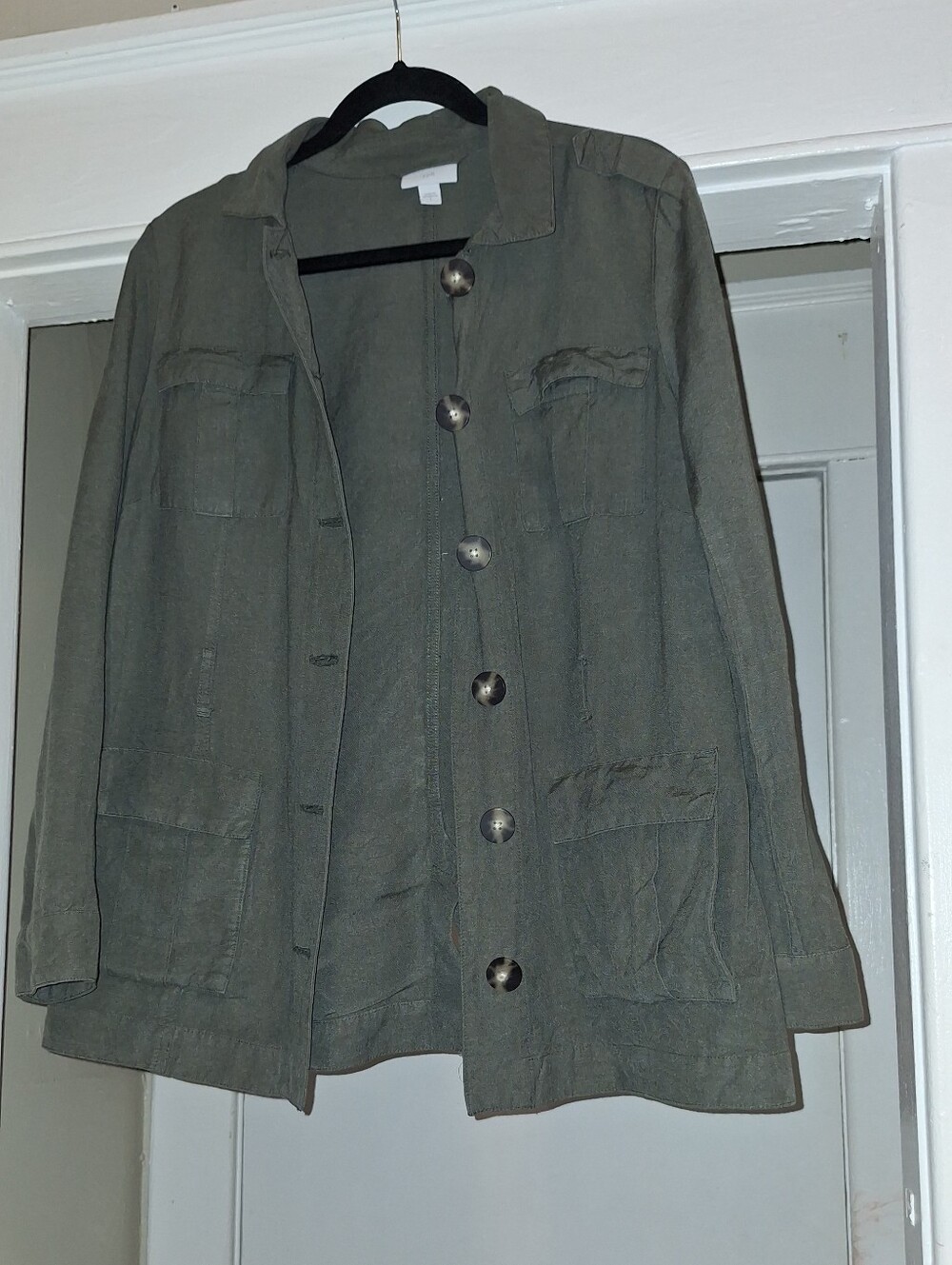 J. Jill Olive Green Utility Jacket with Patch Pockets